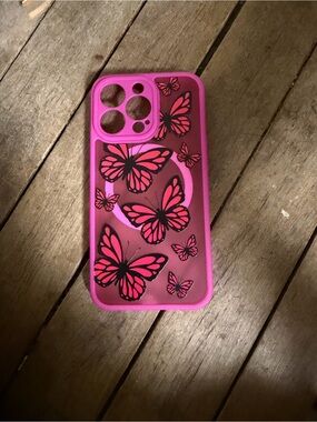iPhone 13 Pro Pink Butterfly Phone Case